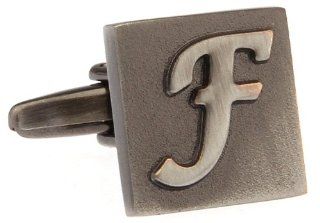 Gunmetal Square 3 D Letter F Initial Cufflinks Cuff Links Jewelry