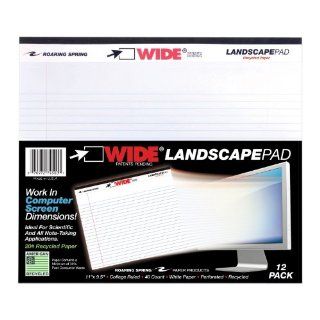 Roaring Spring Paper Products Wide Landscape Writing Pad, 40 Sheets of White Lined Paper, Landscape Orientation (74500) : Legal Ruled Writing Pads : Office Products