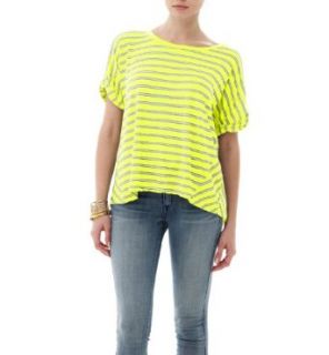 Michael Stars Jersey Stripe Short Sleeve Cropped Tee, One Size, Highlghter at  Womens Clothing store: