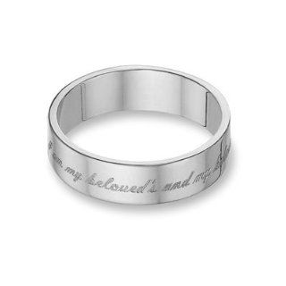 4mm Sterling Silver "I am My Beloved's and My Beloved is Mine" Wedding Band Ring: Jewelry