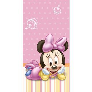 Baby Minnie Mouse 1st Birthday Table Cover   Minnie's First Birthday Party Plastic Tablecover: Toys & Games