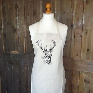 ' stag ' irish linen apron and tea towel set by rustic country crafts