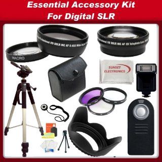 Ultimate Accessory Kit For Sony SLT A33, SLT A65, SLT A55, SLT A35 Digital SLR Cameras (Which Have Any Of The Following Sony Lenses   18 55mm, 55 200mm, 75 300mm, 50mm): Includes   0.45x Wide Angle Lens, 2x Telephoto Lens, 3 Piece Professsional Filter Kit 