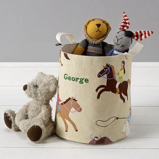 personalised boy's canvas toy storage tub by auntie mims