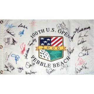 2000 US Open (Pebble Beach) Golf Pin Flag Autographed by 30 Former Champions #1: Sports Collectibles