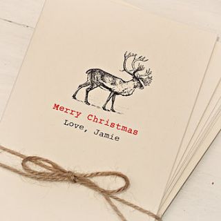 personalised reindeer christmas cards pack by beautiful day