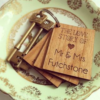 personalised love story key ring by auntie mims