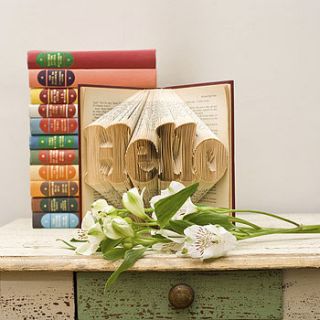 'hello' folded book decoration by the folded page