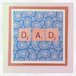 paisley letter tile father's day card by made with love designs ltd