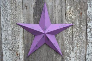 72 Inch Heavy Duty Metal Barn Star Painted Rustic Purple Orchid. The Rustic Paint Coverage Starts with a Black or Contrasting Base Coat and Then the Star Color Is Hand Painted on Top of the Base Coat with a Feathering Look Which Gives the Star a Distressed