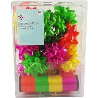 Decorator Gift Giving Pack, Includes 25 Deluxe Peel 'n Stick Bows & 100 Yards of Curling Ribbon, Neon Colors: Everything Else