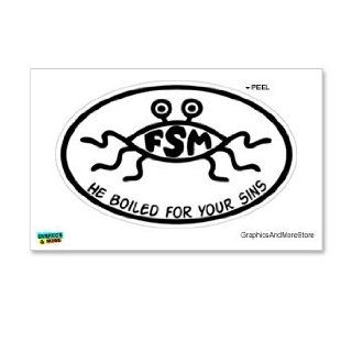 Flying Spaghetti Monster FSM   He Boiled for Your Sins   Window Bumper Locker Sticker: Automotive