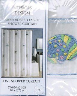 Embroidered Fabric Shower Curtain Seashells, Sea Shells  