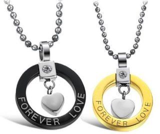 His & Hers Matching Set My Heart Only to You Couple Titanium Pendant Necklace Simple Korean Love Style in a Gift Box (ONE PAIR): Jewelry