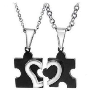 His & Hers Matching Set Titanium Couple Pendant Necklace Korean Love Style in a Gift Box (ONE PAIR)  NK206: Jewelry