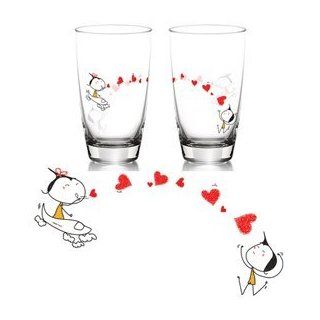 BoldLoft "Miss You with All My Heart" His & Hers Drinking Glass Set Romantic Valentine's Day Gifts for Couples, Cute Valentines Gifts for Him or Her, Romantic Anniversary Gifts: Aniversary: Kitchen & Dining