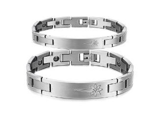 Athena Jewelry Titanium Series His or Hers Matching Set Couple Titanium Magnetic Bracelet Anti fatigue Anti radiation in a Gift Box (Hers) Jewelry