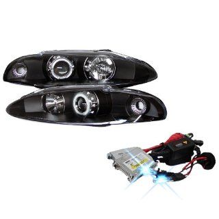 High Performance Xenon HID Mitsubishi Eclipse CCFL Projector Headlights with Premium Ballast   Black with 10000K Deep Blue HID Automotive