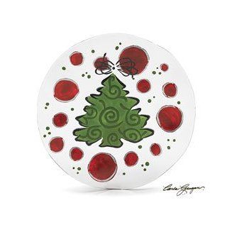 Adore Him Christmas Tree Plate Red Green Dots: Kitchen & Dining