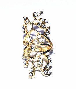 JE249 Diamond Leaf Vine Ring, Golden Leaf Ring of Gemstones, Jewelry Sparkles : Fashionring : Beauty