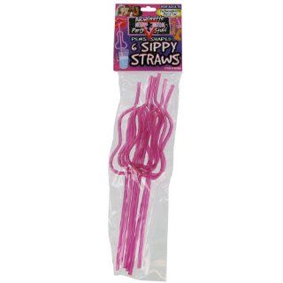 Bachelorette Party Outta' Control Penis Shaped Sippy Straws   Set of 6: Health & Personal Care