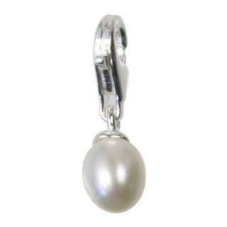 SilberDream Charm pearl drop white, 925 Sterling Silver Charms Pendant with Lobster Clasp for Charms Bracelet, Necklace or Charms Carrier FC237W: Clasp Style Charms: Jewelry