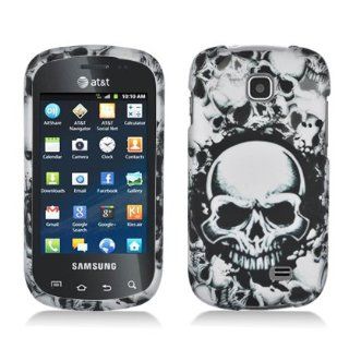 Aimo Wireless SAMI827PCLMT237 Durable Rubberized Image Case for Samsung Galaxy Appeal i827   Retail Packaging   White Skulls: Cell Phones & Accessories