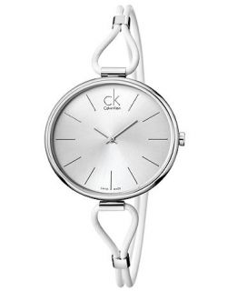 Calvin Klein Watch, Womens Swiss Selection White Leather Strap 38mm K3V231L6   Watches   Jewelry & Watches