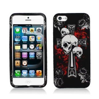 For Apple iPhone 5 Cross Skull Rubberized 2D Image Hard Case/cover/protector (IPH5PCLMT236): Cell Phones & Accessories