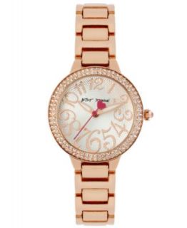 Betsey Johnson Womens Rose Gold Tone Tiny Time Pave Dial Bracelet Watch 27mm BJ00272 03   Watches   Jewelry & Watches