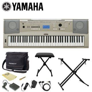 Yamaha KO YPG 235 KIT 1 76 Key Portable Grand Piano Keyboard with Earbuds, Adapter, Pedal, Polish Cloth, ChromaCast Bench, Stand and Musicians Gear Bag: Musical Instruments