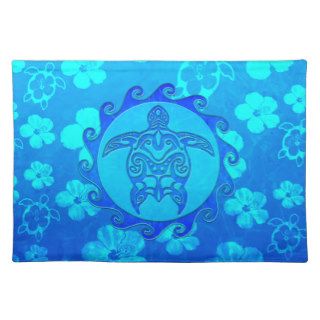 Blue Tribal Turtle Sun Placemat