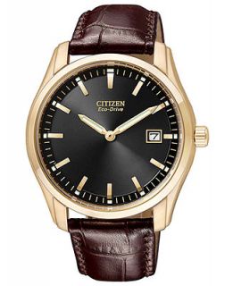 Citizen Mens Eco Drive Brown Leather Strap Watch 40mm AU1043 00E   Watches   Jewelry & Watches