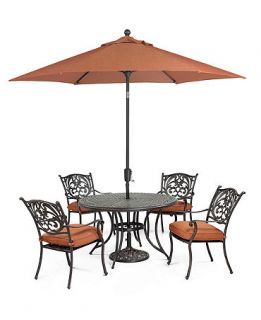 Chateau Outdoor 5 Piece Set: 48 Round Dining Table and 4 Dining Chairs   Furniture
