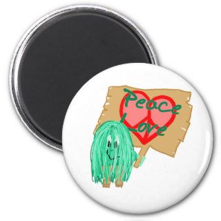 Peace an love   heart shaped peace sign refrigerator magnet