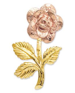 14k Gold and 14k Rose Gold Charm, Rose Flower Charm   Jewelry & Watches