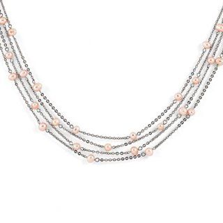Stainless Steel 4 Strand Freshwater Cultured Pearl Necklace: Jewelry