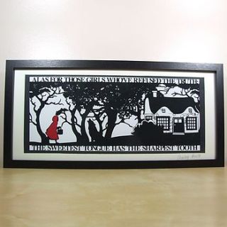red riding hoods folly signed papercut print by studio charley