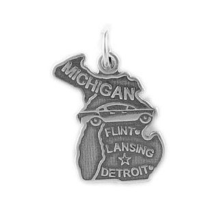 Sterling Silver Michigan Charm: Bead Charms: Jewelry