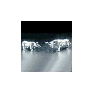 Executive Gift Wall Street Stock Market Set of Bull and Bear Silver Plated Paperweights   Statues