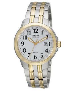 Citizen Mens Easy Reader Eco Drive Two Tone Stainless Steel Bracelet Watch 39mm BM7094 50A   Watches   Jewelry & Watches