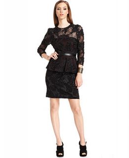 W118 by Walter Baker Dress, Three Quarter Crew Neck Lace Floral   Dresses   Women