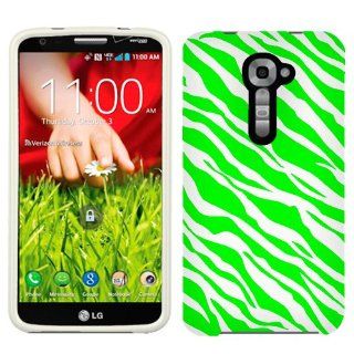 Verizon LG G2 Green White Zebra Print Phone Case Cover: Cell Phones & Accessories
