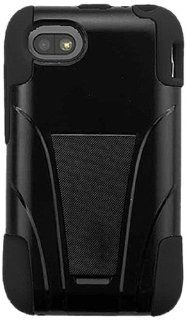 Amzer Double Layer Hybrid Case Cover with Kickstand for BlackBerry Q5   Retail Packaging   Black: Cell Phones & Accessories