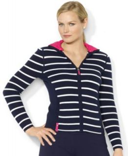 Lauren Ralph Lauren Plus Size Full Zip Striped Hoodie   Tops   Plus Sizes