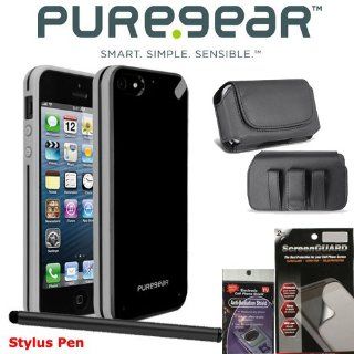 PureGear Black Tea Slim Shell Cover Case for iPhone 5 with Stylus Pen, 2 Pack Precut Screen Protectors, Case that fits your phone with the Cover on it and Radiation Shield.: Cell Phones & Accessories