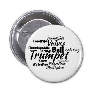 Trumpet Word Cloud Black Text Pinback Buttons