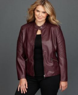 INC International Concepts Plus Size Metallic Faux Leather Moto Jacket   Jackets & Blazers   Plus Sizes