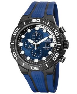 Citizen Mens Chronograph Eco Drive Scuba Fin Blue Rubber Strap Watch 48mm CA0515 02L   Watches   Jewelry & Watches