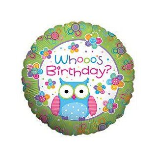 Whooos Birthday Colorful Owl Birthday Balloon 18" Mylar Balloon: Health & Personal Care